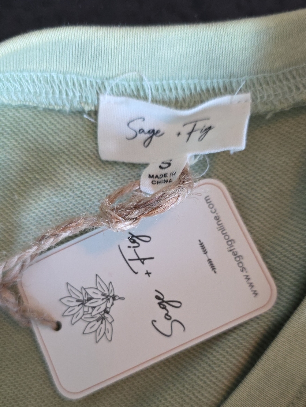 NWT SAGE + FIG BOWS Sweatshirt Oversized Small Mineral Washed - Picture 4 of 6